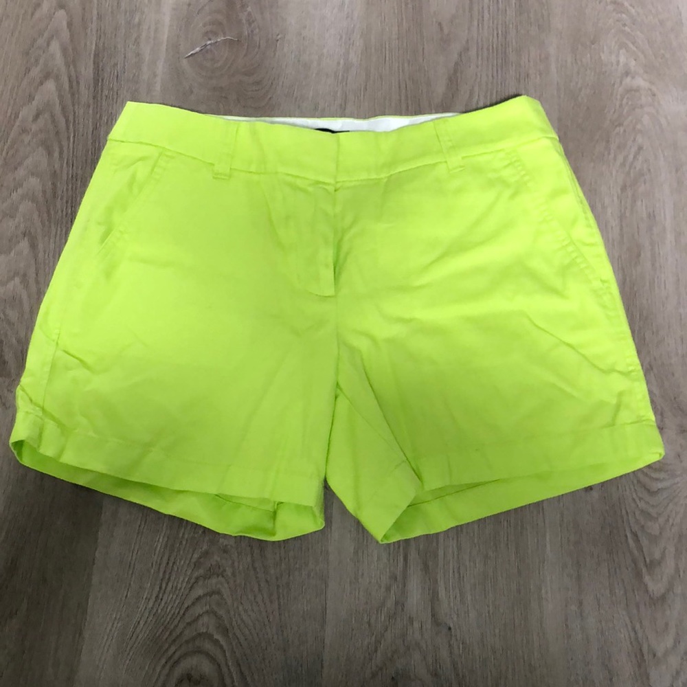 J. Crew Stretch Chino Short, neon green, size 4